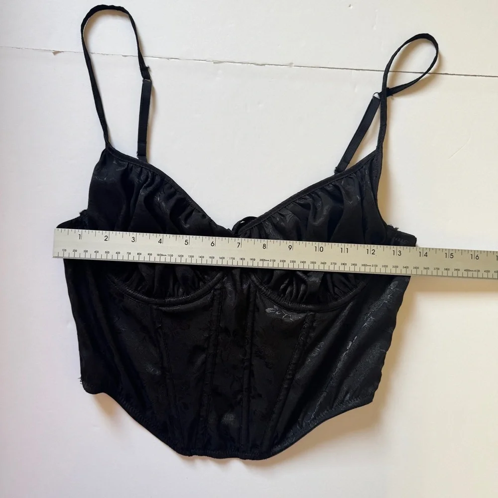 Urban Outfitters Out From Under Devon Satin Corset Black Bra Top Sz L - Picture 7 of 14